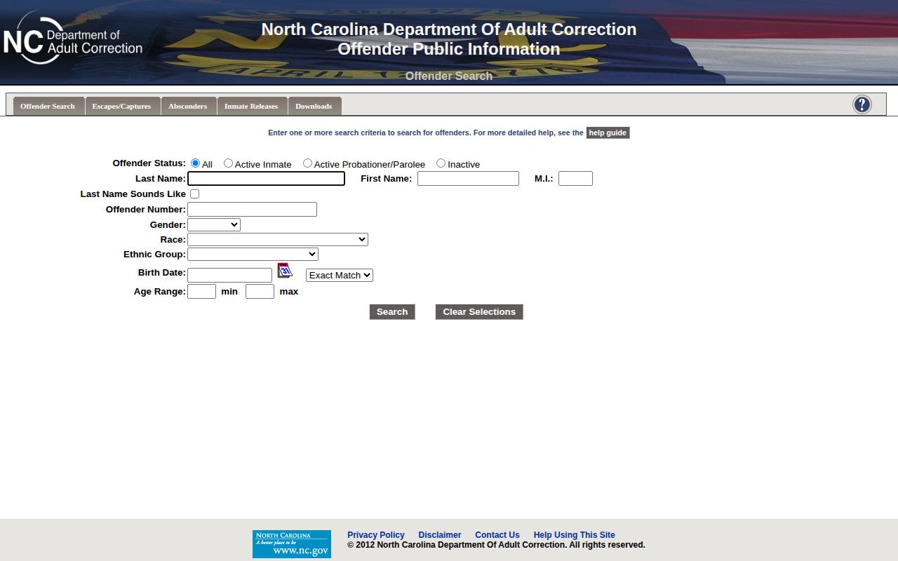 NC DAC offender search for Perquimans County released inmates