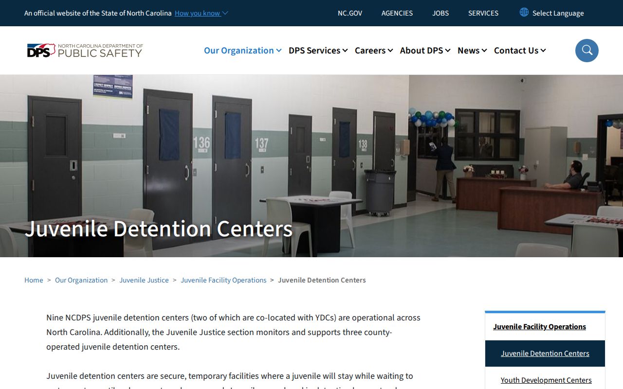 Perquimans Juvenile Detention Center official restricted release information directory